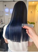 艶髪×ダークブルーグレー×ケラチンストレート
