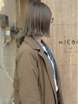 ニコリヘアワークス(nicori hair works) ボブ×外ハネ×マロンベージュ3