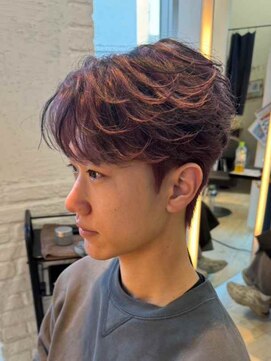 ダブル(W) メンズ/ピンクブラウン/ニュアンスパーマ