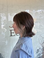 エディット アンド 緑地(Edit&) さりげないイヤリングカラー×外ハネロブ
