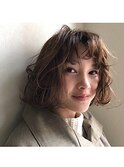 【chillo】毛先に重さを残したフォギーベージュボブ