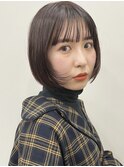 京都　河原町　美容室　顔まわりレイヤーボブ　ピンクブラウン