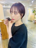 スーハ 恵比寿(SUUHA)&nbsp;ぱっつん前髪大人ショートボブ/ベビーピンク/ワインレッド