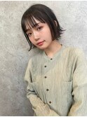 ボブ/ハイトーンカラー/オリーブベージュ/前髪 /縮毛矯正[池袋駅