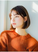 小顔ボブルフネビージュ30代40代ショート8
