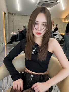 サイン 表参道(SIGN) 韓国ヘアーハッシュカットレイヤーカットグレージュブリーチ無し