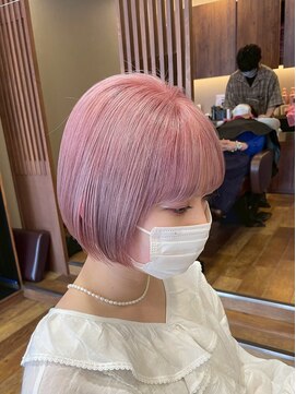 美容室ヒラトヤ 都南店 モーヴピンク☆20代30代40代大人かわいい前下がり丸みボブ