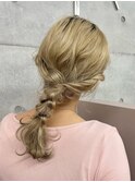 ルーズな編みおろしヘアセット大人っぽヘアアレンジ