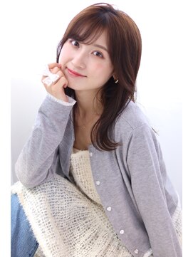 マルシェ(marche) ミディアムレイヤーシースルバング くびれヘアココアベージュ