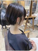 耳かけショート ショートボブ アッシュ 前髪 大人ボブ 黒髪 時短