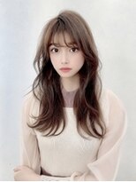 ヘルシーロングレイヤースタイルシースルーバングペールベージュ