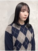 顔周りレイヤー姫カットワンカール前髪ダークアッシュグレージュ