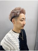 ピンクベージュ / デザインカラー / メンズカット / ブリーチ