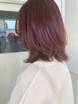 ロカ(roka) レイヤーミディアム くびれヘア オレンジレッド
