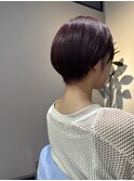 ショート マッシュショートボブ耳掛け 髪質改善 ベビーピンク