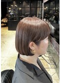 ブリーチなし大人可愛いマロンブラウン似合わせ耳かけボブ