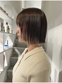 レイヤーボブくびれボブくびれダブルカラーヘアヘーゼルブラウン
