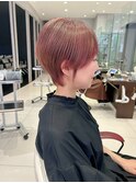 earthショートレイヤーボブミルクティー丸みショートボブ