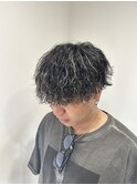 波巻きパーマ×メッシュ