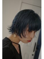 ロッソサンテ(rosso sante)&nbsp;ブルーブラック×ニュアンスパーマ　ボブ