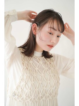 シェル 国分寺(shell) くびレイヤーエモージュ前髪モテベージュレイヤーミディ/国分寺