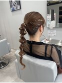 編みおろしポニーテール