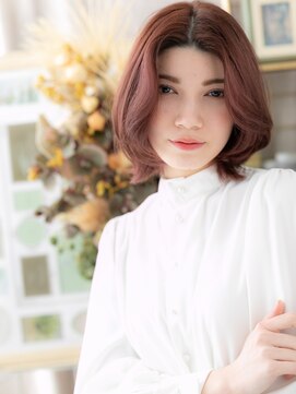 カバーヘア ブリス 志木南口駅前店(COVER HAIR bliss) センターパートミルクティーピンク外ハネボブh3志木20代30代40代