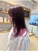 セミロングのピンクグラデーション★秋山