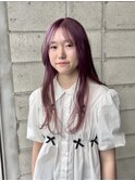 ロングレイヤーが可愛いラベンダーピンクベージュ