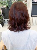 ブリーチなし切りっぱなしボブミディアムレイヤーボブ夏カラー