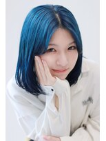 ステラ ヘア デザイン サロン(STELLA hair design salon)&nbsp;レイヤーボブのアクアブルーカラー Y