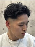 大人の64分けパーマ×フェード