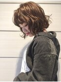 動きが欲しい方へ★切りっぱなしボブ×くしゃパーマ