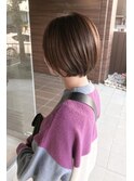 ショートパーマ黒髪ハイライトカラーホワイトアッシュ