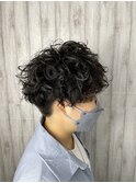 ツーブロックウェーブへア/ショート/スパイラルパーマ/10代20代