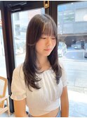 ピンクベージュ前髪カタログマルチダボブ【韓国ヘア/顔まわり】