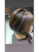 ヘアメイク アース 福島イオン通り店(HAIR & MAKE EARTH)&nbsp;白髪ぼかしハイライトボブ