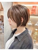 【武井俊樹】黒髪グレーベージュ前髪パーマ錦糸町/ショート