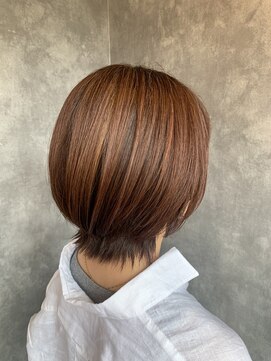 ウィート(wheat) シークレットハイライト×ピンクブラウン×長めショート