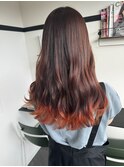 オレンジブラウン×裾カラー