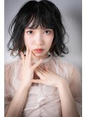 インナーカラーハイライト黒髪Aラインボブパーマu大宮20代30代
