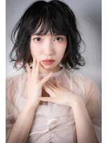 カバーヘア ブリス 大宮西口(COVER HAIR bliss) インナーカラーハイライト黒髪Aラインボブパーマu大宮20代30代