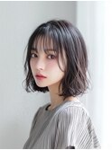 20代30代40代☆小顔黒髪☆ゆるふわボブ☆レイヤーパーマ