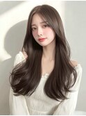 ナチュラルレイヤートレンドカラー韓国風シースルーバング