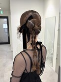 リボンヘアアレンジ/１０代20代カチモリヘアアレンジ