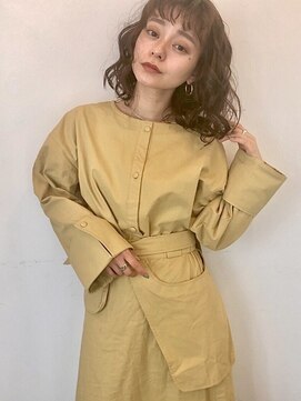 ディアローグ 瑞江南口店 ルーズなフレアウェーブ×クリアベージュくびれセミディ