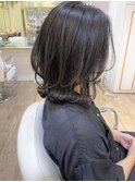 レイヤーボブ ロングボブ アッシュベージュ
