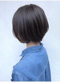ダークカラー_マロンベージュ Aラインボブ かきあげ