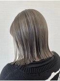栃木大人ショートボブグレイカラー白髪染め白髪ぼかしハイライト