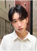 艶センターパートスペインカールブルーブラック韓国マッシュ